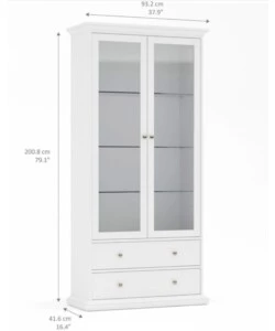 VETRINA "PARIS" 2 ANTE IN VETRO E 2 CASSETTI, 96X200X46 CM