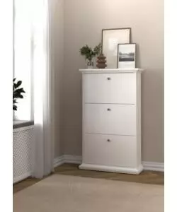 SCARPIERA "PARIS" BIANCA CON 3 ANTE, 77,8X127,7X27,4 CM
