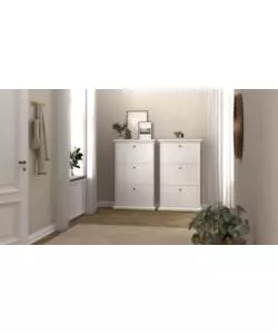 SCARPIERA "PARIS" BIANCA CON 3 ANTE, 77,8X127,7X27,4 CM