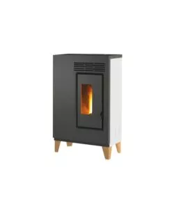 Stufa a pellet ventilata slim Caris "Fiore" con piedini bianco 5,0 kW