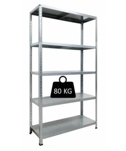 SCAFFALE IN METALLO "ETTORE"  ZINCATO A BULLONE CON 5 PIANI, 100x40x187 CM PORTATA 400 KG - GRIMA