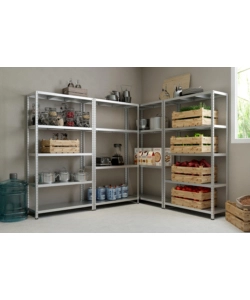 SCAFFALE IN METALLO "ETTORE"  ZINCATO A BULLONE CON 5 PIANI, 100x40x187 CM PORTATA 400 KG - GRIMA