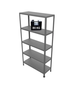 SCAFFALE IN METALLO "ETTORE" GRIGIO A BULLONE CON 5 PIANI, 100x40x187 CM PORTATA 80 KG - GRIMA