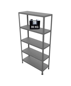 SCAFFALE IN METALLO "ETTORE" ANTRACITE A BULLONE CON 5 PIANI, 100x40x187 CM PORTATA 80 KG - GRIMA