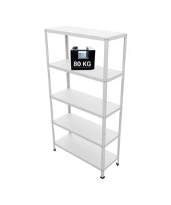 SCAFFALE IN METALLO "ETTORE" BIANCO A BULLONE CON 5 PIANI, 100x40x187 CM PORTATA 80 KG - GRIMA