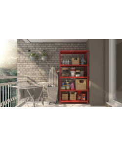 SCAFFALE IN METALLO "ETTORE" ROSSO A BULLONE CON 5 PIANI, 100x40x187 CM PORTATA 80 KG - GRIMA
