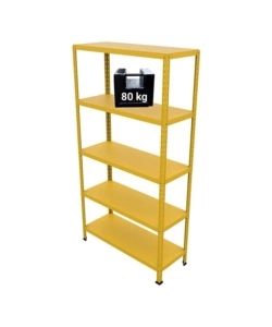 SCAFFALE IN METALLO "ETTORE" GIALLO A BULLONE CON 5 PIANI, 100x40x187 CM PORTATA 80 KG - GRIMA