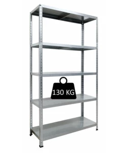 SCAFFALE IN METALLO "ETTORE" A BULLONE CON 5 PIANI, 100x40x187 CM PORTATA 130 KG - GRIMA