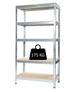 SCAFFALE IN METALLO E LEGNO "JOKER" A BULLONE CON 5 PIANI, 90x40x174 CM PORTATA 175 KG - GRIMA