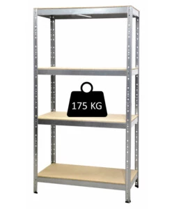 SCAFFALE IN METALLO E LEGNO "JOKER" A BULLONE CON 4 PIANI, 90x40x174 CM PORTATA 175 KG - GRIMA
