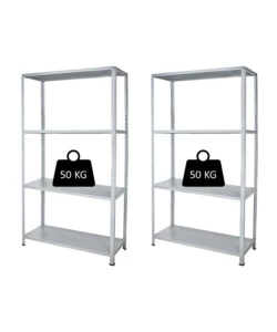 SCAFFALI IN METALLO "BASE" A BULLONE CON 4 PIAN, 90x40x174 CM PORTATA 50 KG - GRIMA