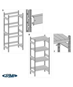 SCAFFALE IN METALLO "KOMPOS" RACK PESANTE CON 3 PIANI A PIANETT, 186x50x240 CM PORTATA 1200 KG - GRIMA