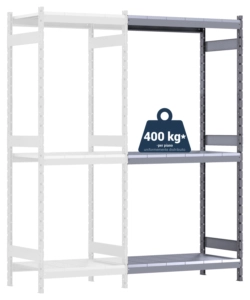 SCAFFALE IN METALLO "KOMPOS" RACK PESANTE CON 3 PIANI A PIANETTI, 186x60x240 CM PORTATA 1200 KG - GRIMA