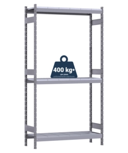 SCAFFALE IN METALLO "KOMPOS" RACK PESANTE CON 3 PIANI A PIANETTI, 166x50x200 CM PORTATA 1200 KG - GRIMA