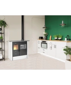 CUCINA A LEGNA CON FORNO VULCANIA "ATENA" BIANCO 8,35 KW