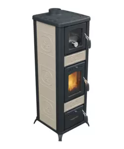 STUFA A LEGNA CON FORNO VULCANIA "RINA" BEIGE 6,1 KW