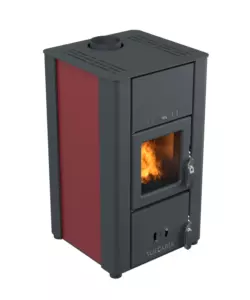 STUFA A LEGNA VENTILATA VULCANIA "V-STEEL" BORDEAUX 6,7 KW