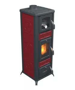 STUFA A LEGNA CON FORNO VULCANIA "RINA" BORDEAUX 6,1 KW