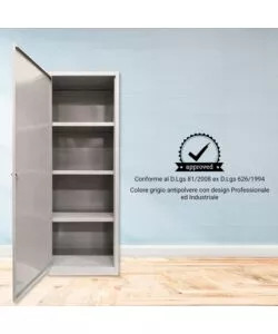 ARMADIO MULTIUSO IN METALLO GRIMA CON 3 PIANI, 60X40X167 CM