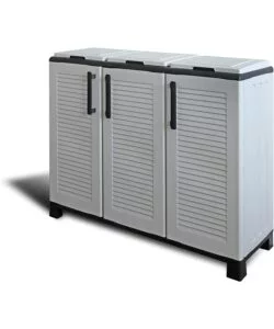 ARMADIO PATTUMIERA PER RACCOLTA DIFFERENZIATA ARTPLAST 3 ANTE GRIGIO, 102X37X90 CM