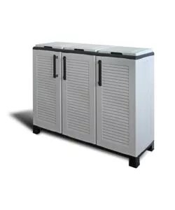 ARMADIO 3 ANTE PER RACCOLTA DIFFERENZIATA ARTPLAST IN POLIPROPILENE GRIGIO 102X37X90 CM