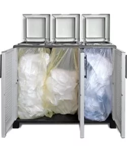ARMADIO PATTUMIERA PER RACCOLTA DIFFERENZIATA ARTPLAST 3 ANTE GRIGIO, 102X37X90 CM