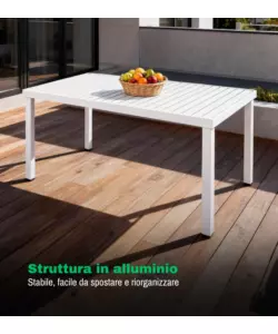 TAVOLO DA ESTERNO EUROGARDEN IN ALLUMINIO GRIGIO CHIARO 152X90X75 CM