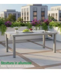 TAVOLO DA ESTERNO EUROGARDEN IN ALLUMINIO GRIGIO CHIARO 152X90X75 CM