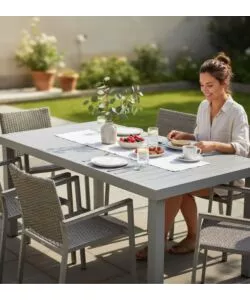 TAVOLO DA ESTERNO EUROGARDEN IN ALLUMINIO GRIGIO CHIARO 152X90X75 CM