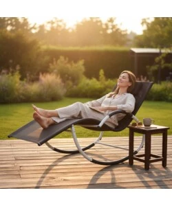 SDRAIO A DONDOLO DA ESTERNO EUROGARDEN "RELAXING" NERO E BIANCO 64X160X81 CM