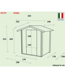 CASETTA IN LEGNO DA GIARDINO ALCE "HOBBY" IN ABETE 198x198x215H CM