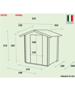 CASETTA IN LEGNO DA GIARDINO ALCE "HOBBY" IN ABETE 198x248x215H CM