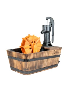 FONTANA DA ESTERNO A CASCATA CON MULINO IN LEGNO E RICIRCOLO ACQUA 60X40X64H CM