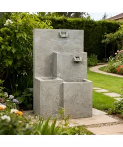 FONTANA DA ESTERNO A DUE VASCHE CON PORTAVASO E POMPETTA PER RICIRCOLO ACQUA 42X40X70 CM