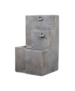 FONTANA DA ESTERNO A DUE VASCHE CON PORTAVASO E POMPETTA PER RICIRCOLO ACQUA 42X40X70 CM