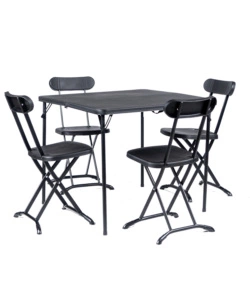 SET DA CAMPEGGIO PIEGHEVOLE EUROGARDEN IN POLIETILENE NERO 4 SEDUTE E TAVOLO