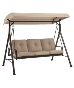 DONDOLO DA GIARDINO 3 POSTI EUROGARDEN IN ACCIAIO E TEXTILENE BEIGE 210X112X180 CM