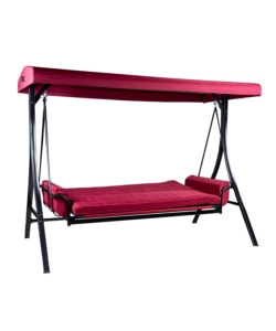 DONDOLO DA GIARDINO 3 POSTI EUROGARDEN "RED PASSION" IN ACCIAIO E POLIESTERE BURGUNDY 240X130X182 CM