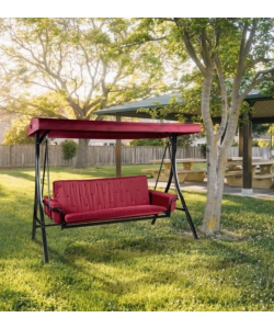 DONDOLO DA GIARDINO 3 POSTI EUROGARDEN "RED PASSION" IN ACCIAIO E POLIESTERE BURGUNDY 240X130X182 CM