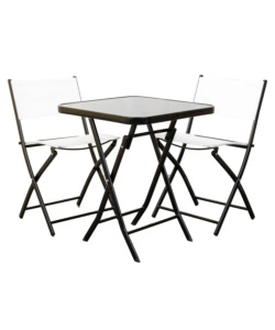 SET DA GIARDINO PIEGHEVOLE EUROGARDEN "BISTRO" BIANCO 2 SEDUTE E TAVOLINO