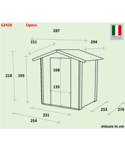 CASETTA IN LEGNO DA GIARDINO ALCE "OPERA" IN ABETE 254x276x218H CM