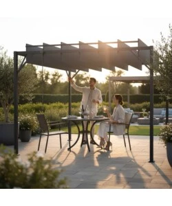 PERGOLA BIOCLIMATICA DA ESTERNO EUROGARDEN "LOUVER" IN ACCIAIO GRIGIO 3X3 M