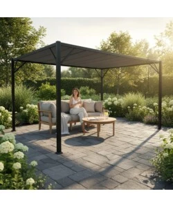 PERGOLA BIOCLIMATICA DA ESTERNO EUROGARDEN "LOUVER" IN ACCIAIO GRIGIO 3X3 M