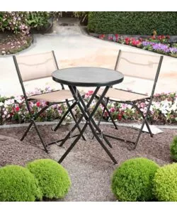 SET DA GIARDINO PIEGHEVOLE EUROGARDEN "IRON STONE" IN ACCIAIO E TEXTILENE GRIGIO 2 SEDUTE E TAVOLINO