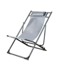 SDRAIO DA ESTERNO EUROGARDEN "RELAX" IN ACCIAIO E TESSUTO GRIGIO CON CUSCINO E REGOLABILE 3 POSIZIONI 91X51X31/70 CM