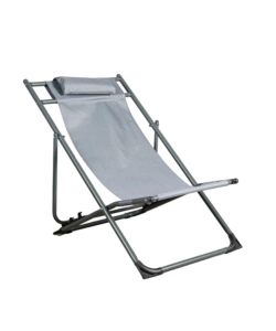 SDRAIO DA ESTERNO EUROGARDEN "RELAX" IN ACCIAIO E TESSUTO GRIGIO CON CUSCINO E REGOLABILE 3 POSIZIONI 91X51X31/70 CM