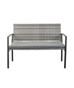 PANCHINA DA ESTERNO EUROGARDEN "SPRING" CON CUSCINO IN METALLO E PE RATTAN GRIGIO 115X60X87 CM