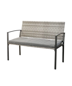 PANCHINA DA ESTERNO EUROGARDEN "SPRING" CON CUSCINO IN METALLO E PE RATTAN GRIGIO 115X60X87 CM