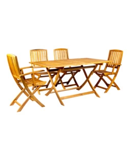 TAVOLO DA ESTERNO RETTANGOLARE PIEGHEVOLE EUROGARDEN "TRAPANI" IN LEGNO DI ACACIA 150X90X75 CM