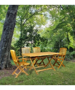 TAVOLO DA ESTERNO RETTANGOLARE PIEGHEVOLE EUROGARDEN "TRAPANI" IN LEGNO DI ACACIA 150X90X75 CM